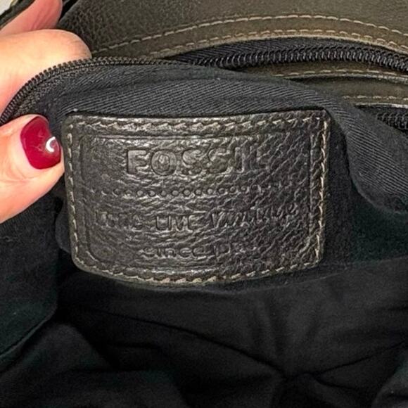 Fossil Long Live Vintage Leather Handbag Purse Crossbody | Dark Brown Y2K Hobo - Picture 10 of 16